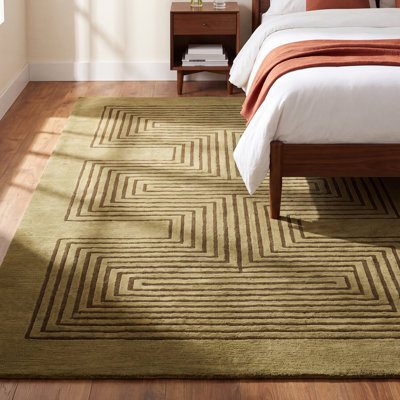 Tapis vert en laine touffeté à la main Momeni Simba 8 pi x 10 pi