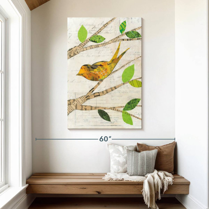 Oiseaux au printemps II, H 48 po x l 32 po