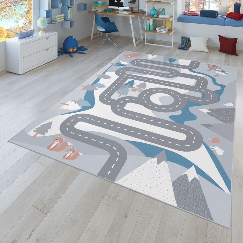 Tapis bleu / gris Cadence, Rectangle 6 pi 7 po x 9 pi 6 po