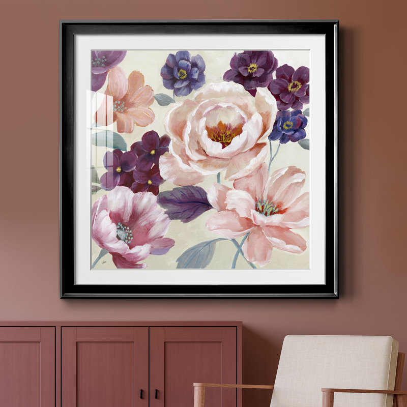 Douce romance - peinture encadrée, Toile encadrée noire, H 26,5 po x l 26,5 po x P 1,5 po