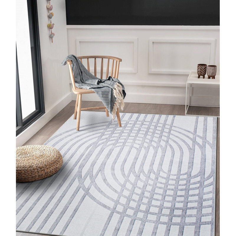 Tapis gris / ivoire Veliz Performance, Rectangle 10 pi x 14 pi
