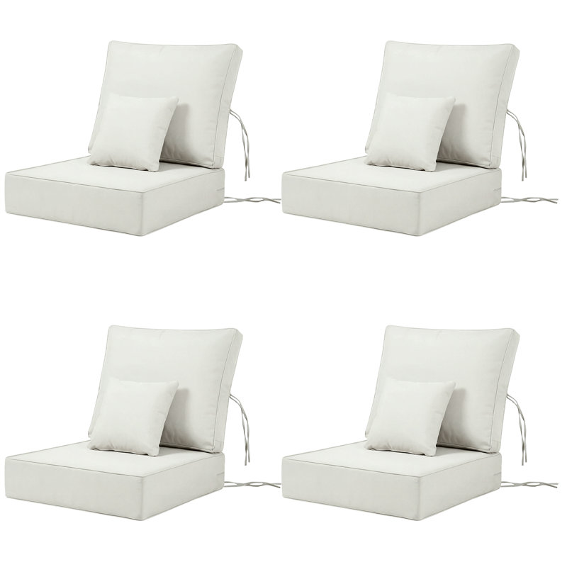 Outdoor Chair Cushions 24 x 24  x 6  Inch, Outdoor Replacement Cushion Set of 4, Back & Seat Patio Cushions for Outdoor Furniture,  Weather Resistant Patio Chair Cushions with Removable Cover and Straps, Beige