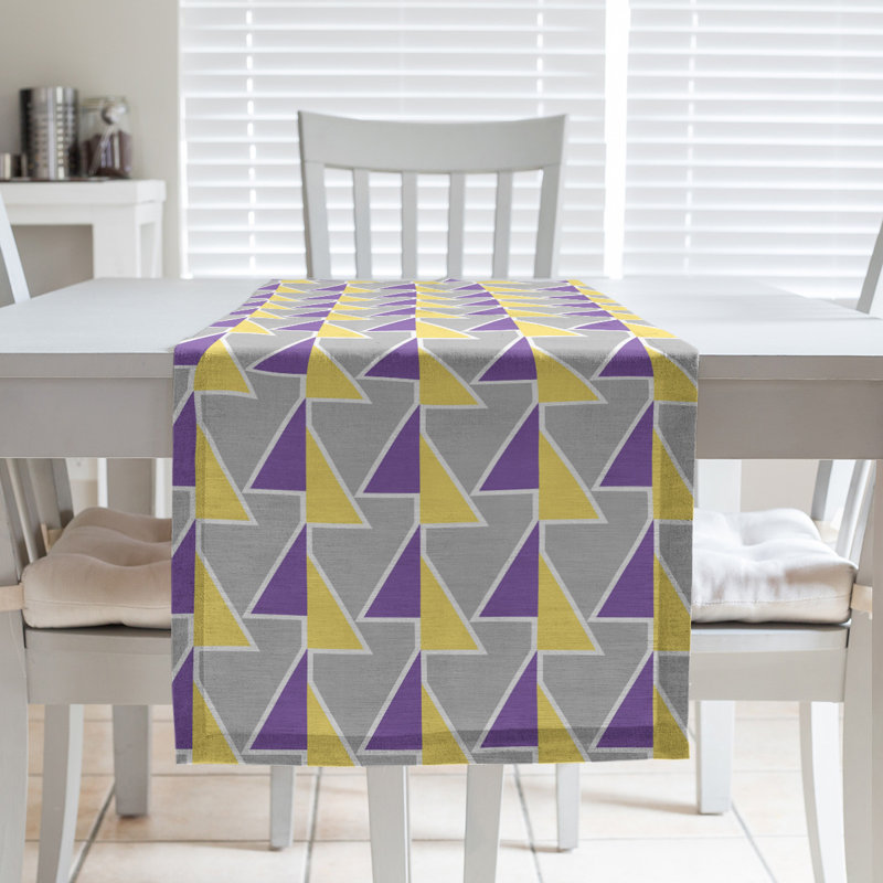 Chemin de table à flèches changeées, 16 po x 90 po, Mauve / jaune / gris