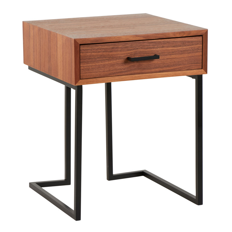 Hielm Sled End Table, Walnut/Black