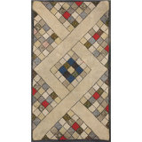 Antique Geometric Folk Art Design American Hooked Rug