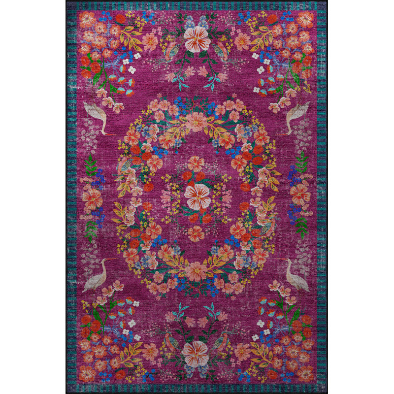 Tapis floral multicolore à motif floral multicolore