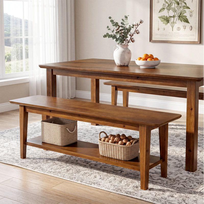 Upholstered Bench with Shelves