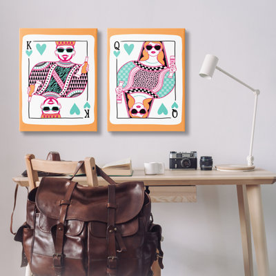  «King and Queen of Hearts», ensemble de 2 toiles murales par JJ Design House LLC