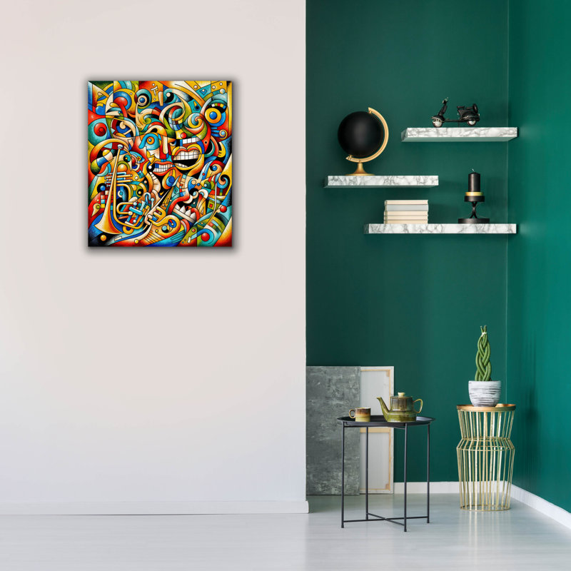 Art abstrait sur toile, "Orchester Abstract 3" par Rey Klimt, H 30 po x l 26 po x P 1,5 po