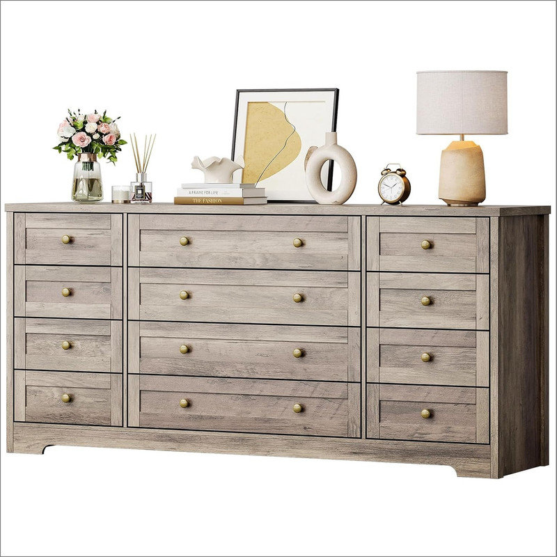 159.8cm W 12 - Drawer Chest of Drawers, Grey
