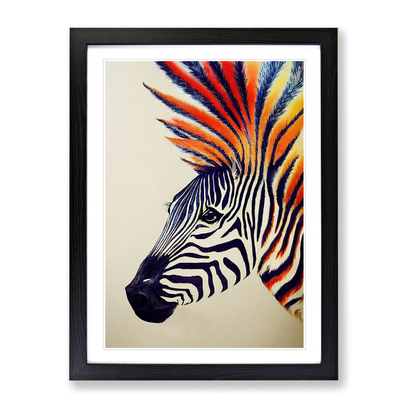Punk Zebra - Framed Print, Black, 46cm H x 34cm W
