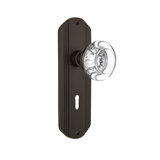 Crystal Round Interior Mortise Door Knob with Deco Long Plate