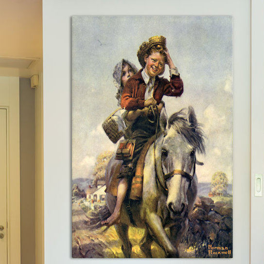 «Off to School» par Norman Rockwell, reproduction d'art sur toile tendue, H 12 po x l 8 po x P 0,75 po