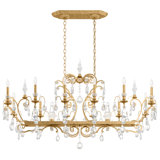 Renaissance 12 Light 56in x 34in Linear Chandelier in Antique Silver with Clear Heritage Handcut Crystals