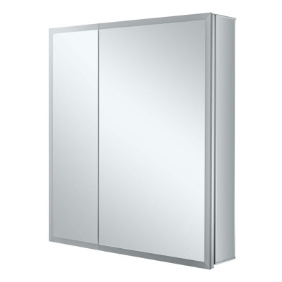 Armoire à pharmacie 1 porte encastrable ou à fixation en surface Ahriah avec 4 tablettes réglables et éclairage à DEL