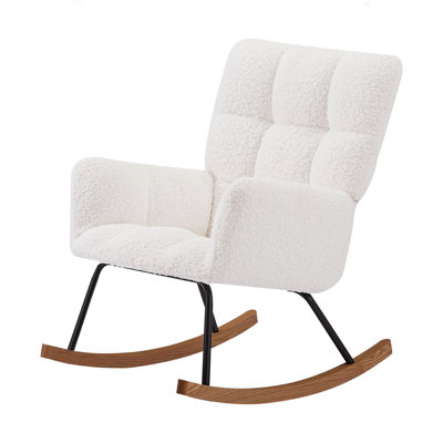 Comfy Upholstered Lounge Chair Rocking Chair With High Backrest, For Nursing Baby, Reading, Napping