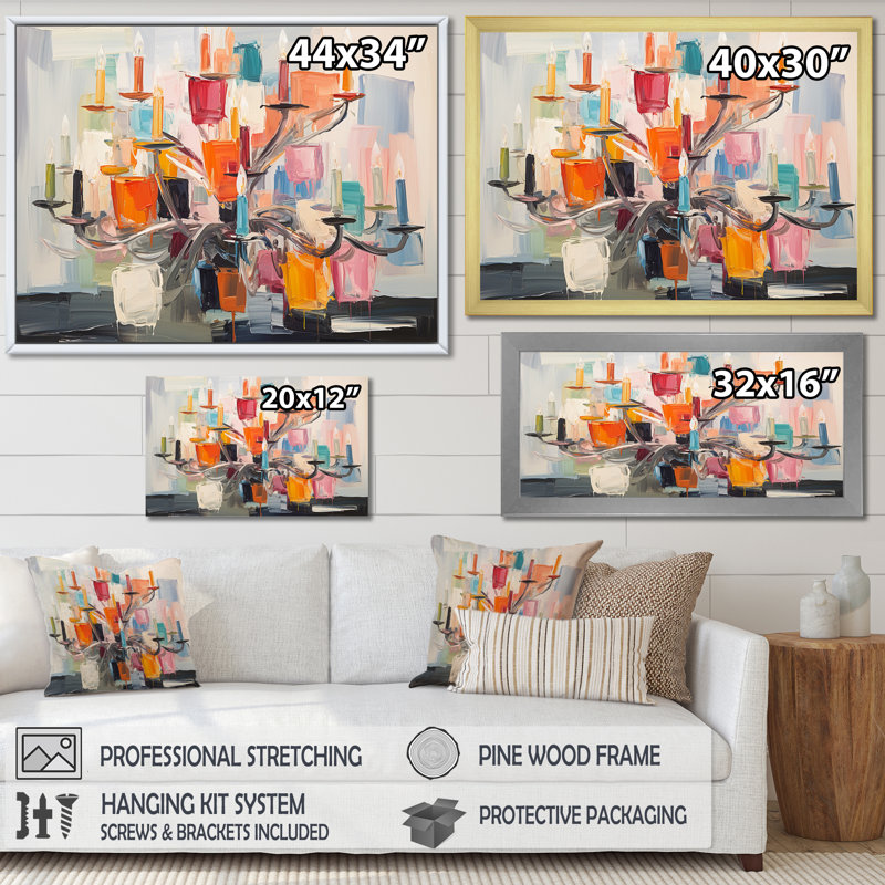 Lustre baroque coloré Brilliance - lustre, art mural, Cadre flottant noir, H 24 po x l 32 po x P 1 po