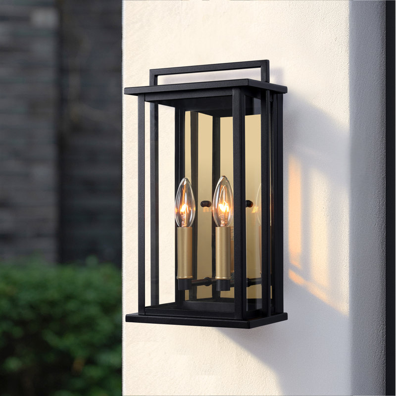 Droagh 2 - Light 15.3'' H Glass Outdoor Wall Lantern with Dusk to Dawn