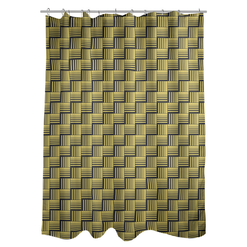 Rideau de douche simple basketweave rayures classic, Miel / noir