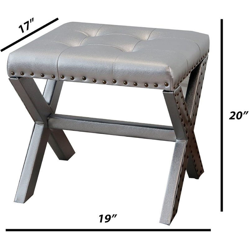 Ensemble de 2 tabourets de coiffeuse chic et moderne avec garniture cloutée et siège capitonné