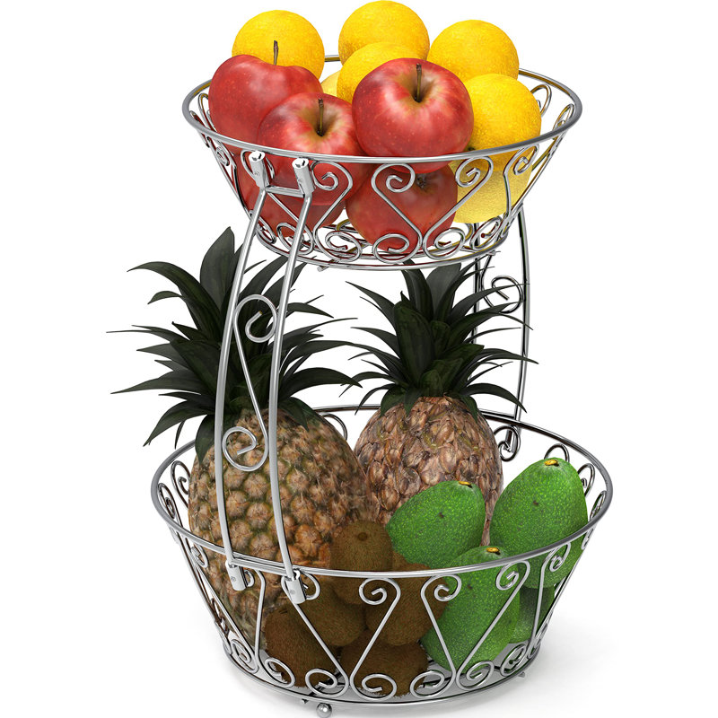 Panier de fruits à 2 niveaux pour comptoir - Bol de rangement polyvalent pour fruits et légumes
