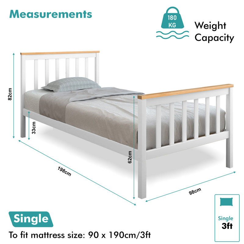 Aadyn Wooden Bed Frame With Slated, Single (3')