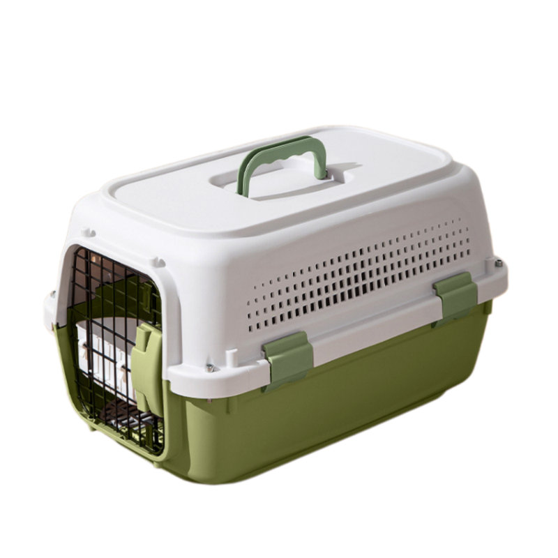 Sac de transport rigide pour animaux de compagnie pour chats et petits chiens, cage de voyage portable avec conception ventilée, porte en métal sécurisée et poignée de transport