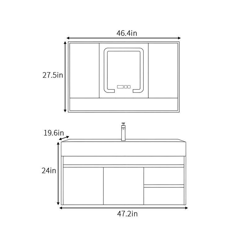 European minimalist style bathroom cabinet, Dark Grey