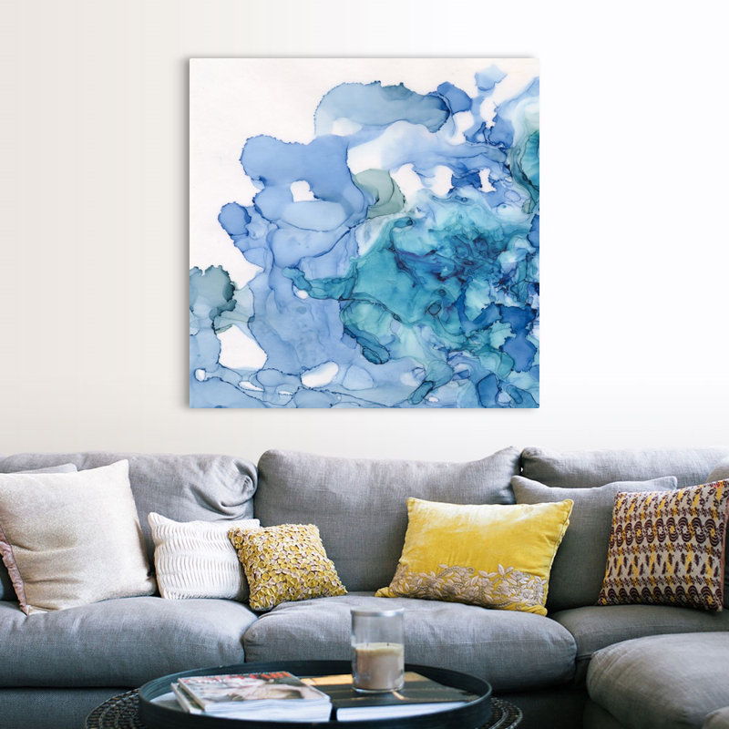 Reproduction d’art sur toile, "Ocean influençant bleu" par Tara Reed, Toile tendue, H 48 po x l 48 po x P 1,25 po