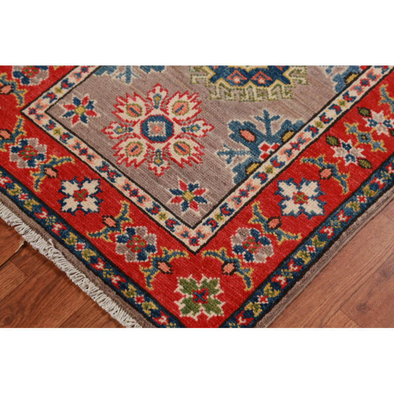 Tapis décoratif brun et rouge Kazak
