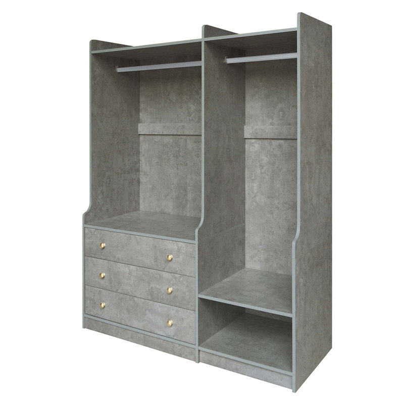 Rangement ouvert pour garde-robe en bois, Gris