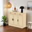 Buffet en chêne de 43,3 po de largeur, armoire à café avec 3 tiroirs et 3 portes, buffet de cuisine pour le salon, cuisine-2106543704