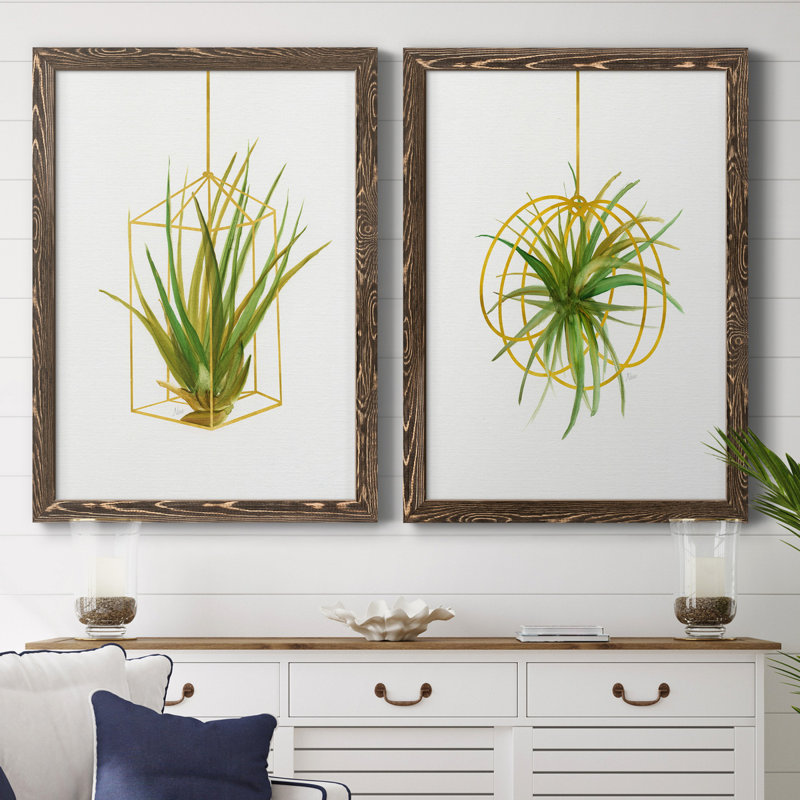 «Hanging Airplant II», ensemble de 2 impressions, Toile avec cadre en noyer, H 32 po x l 23 po x P 1 po