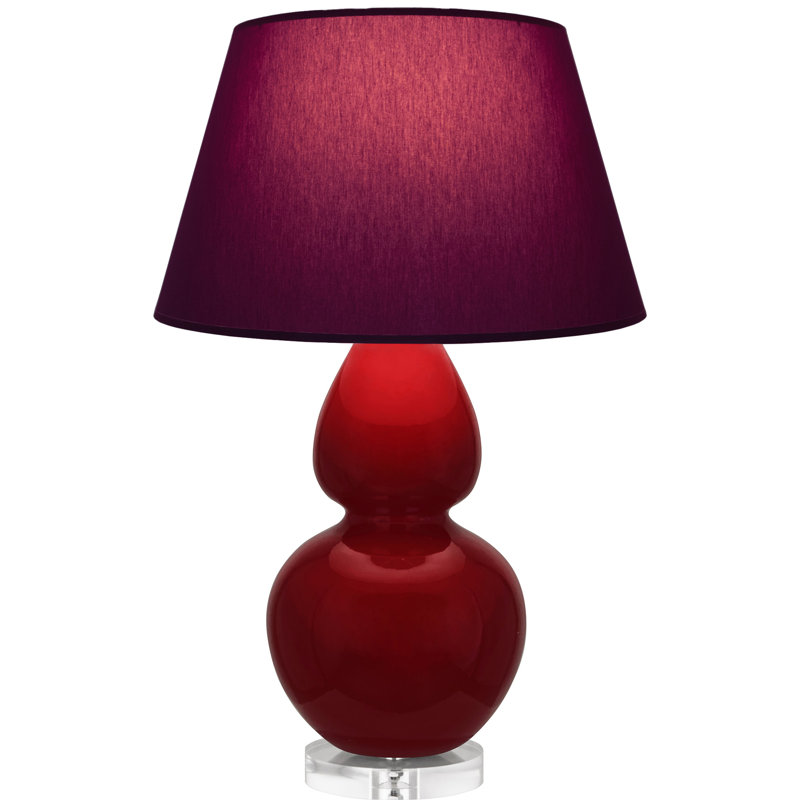 Double Gourd Table Lamp, Navy/Gray, Daisy Glazed/Silver