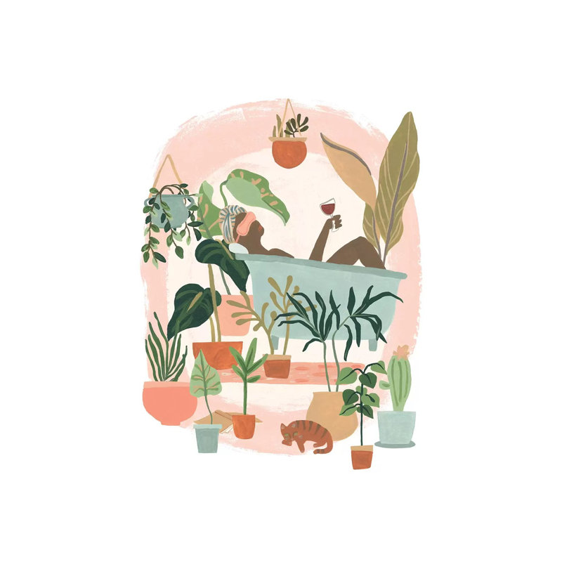 Plant Lady Bath II 1 Piece Wrapped Canvas Painting, 66.04 cm H x 45.72 cm W x 1.91 cm D