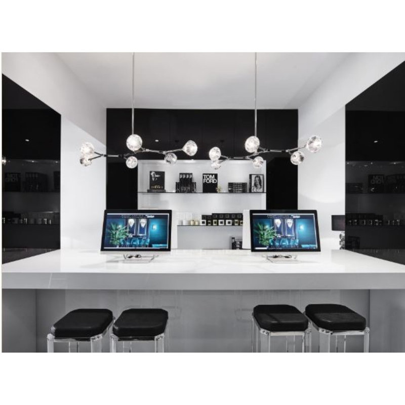 Lustre suspendu Spoutnik à 6 lumières Ermaline, Or, 52 po de largeur x 35 po de profondeur x 6 po de h