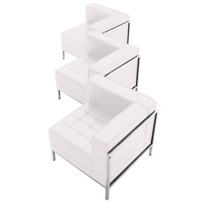 Ensemble de chaises de coin modulaires 3 pièces Hercules LeatherSoft avec dossier et siège tendus
