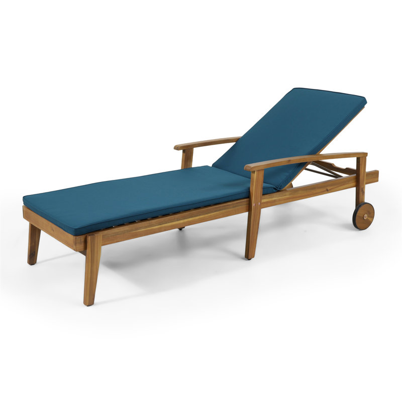 Chaise longue simple, chaise longue d'extérieur, chaise longue pour patio, Bleu