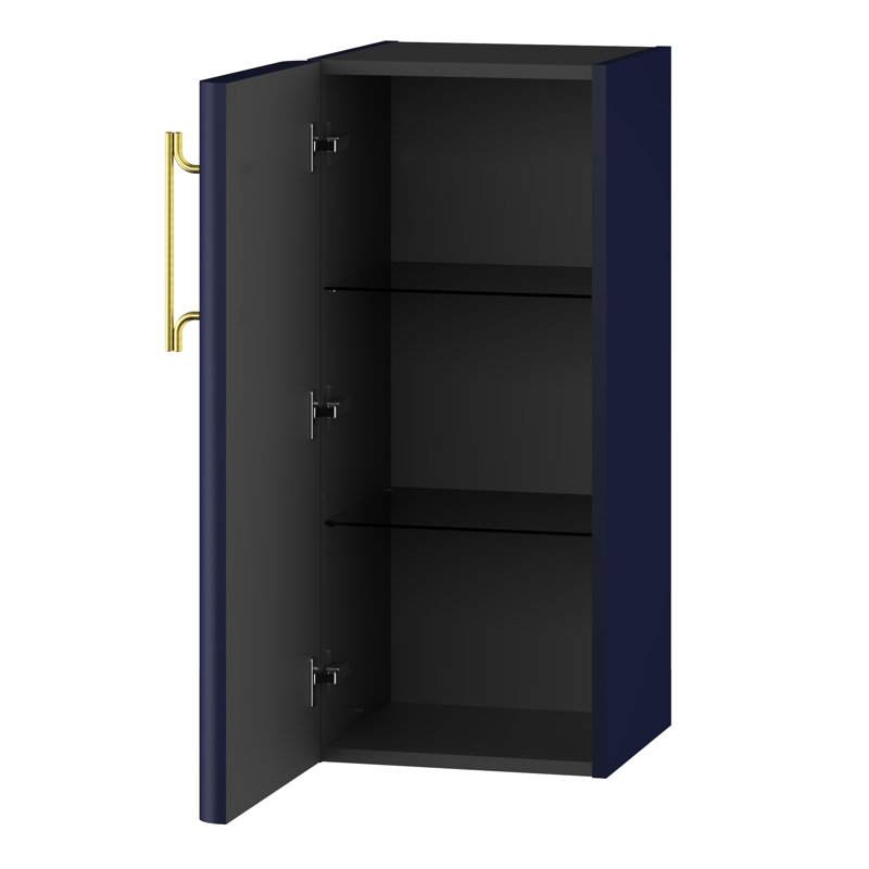 Ashauria Bathroom Cabinet, Wave Blue/Gold, Left