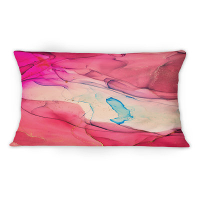 Coussin décoratif en marbre rose et beige 12 po x 20 po