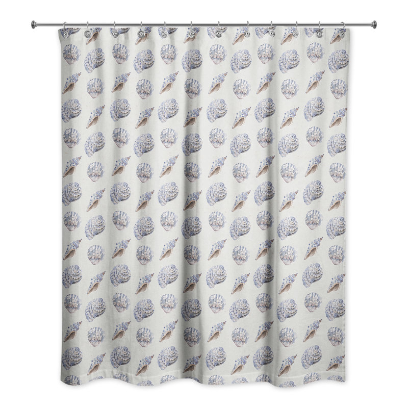 Rideau de douche 71 x 74, Bleu / coquillages blancs