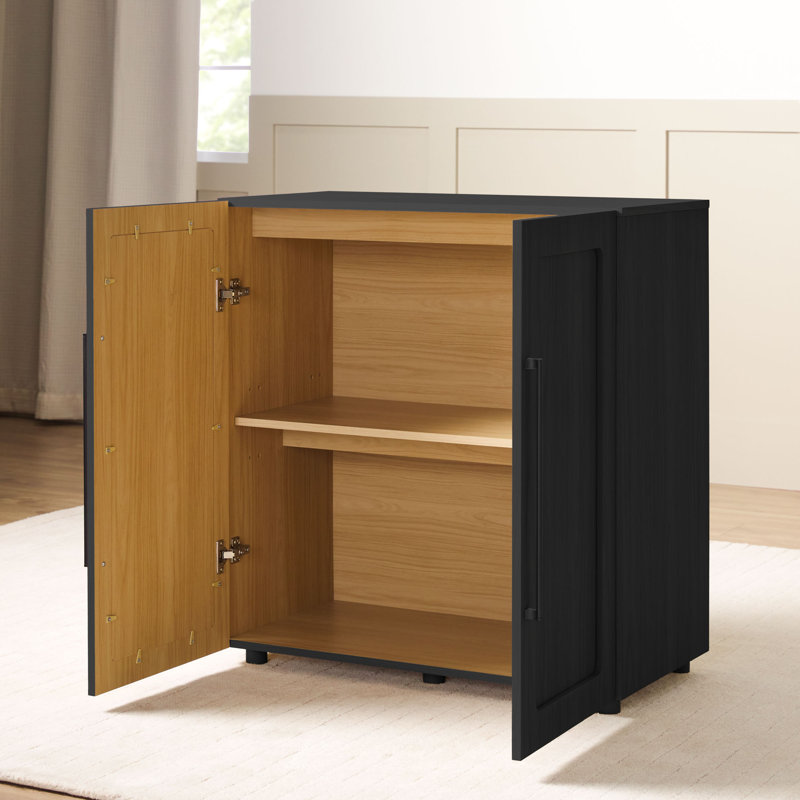 Armoire d'appoint moderne à porte encadrée 32 "Modern, Noir, H 34,25 po x l 32 po x P 16,5 po