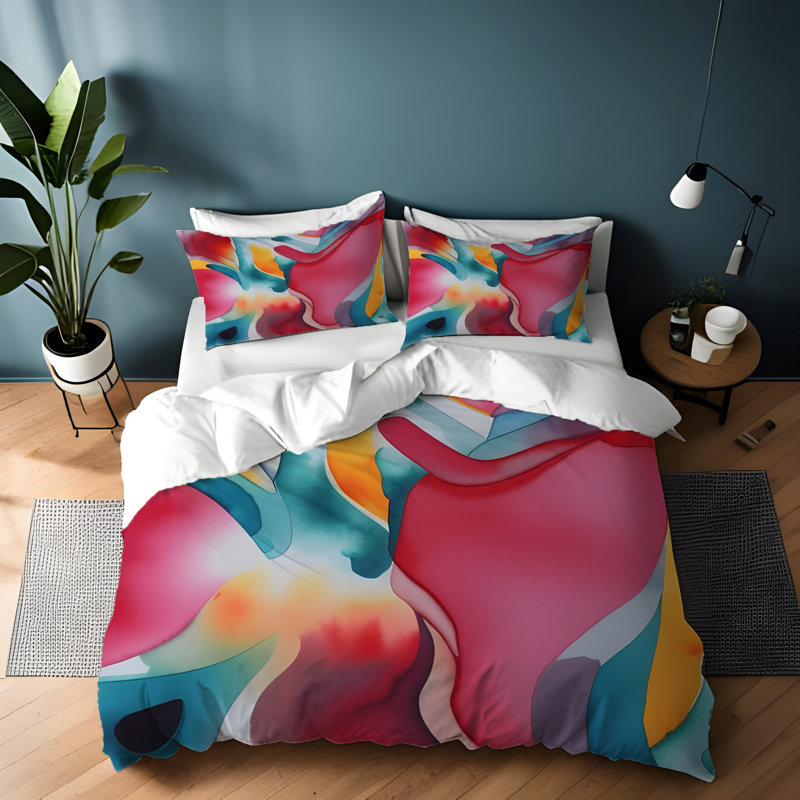 Polyester Abstract Duvet Cover, King Duvet Cover + 2 King Shams