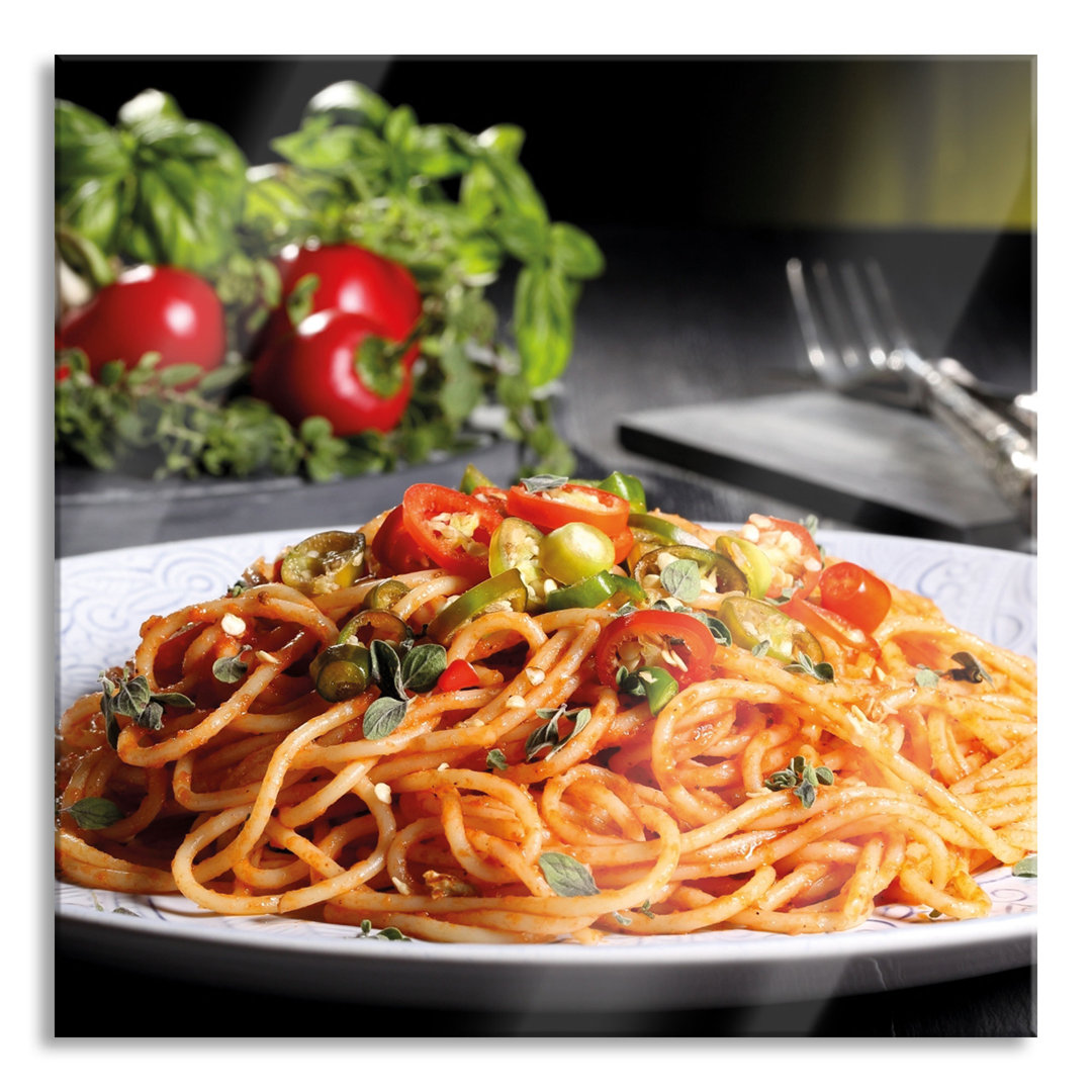 Glasbild Leckere Spaghetti Italien