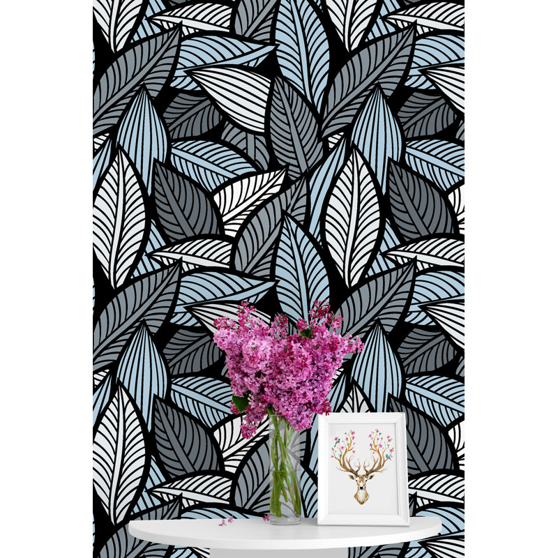 Panneau de papier peint adhésif Kinerly Bold Leaves, L 120 po x l 25 po
