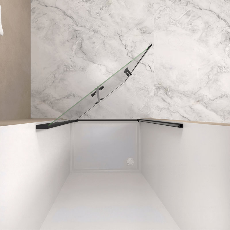 Porte de douche - verre trempé de 1/4 po (6 mm), cadre en aluminium noir mat, film antidéflagrant, Noir mat
