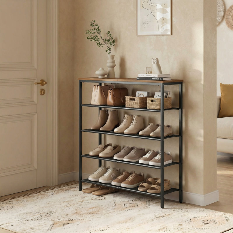 Range-chaussures à 5 niveaux et 24 paires, H 36,6 po x l 29,5 po x P 10,8 po, Noir / brun rustique