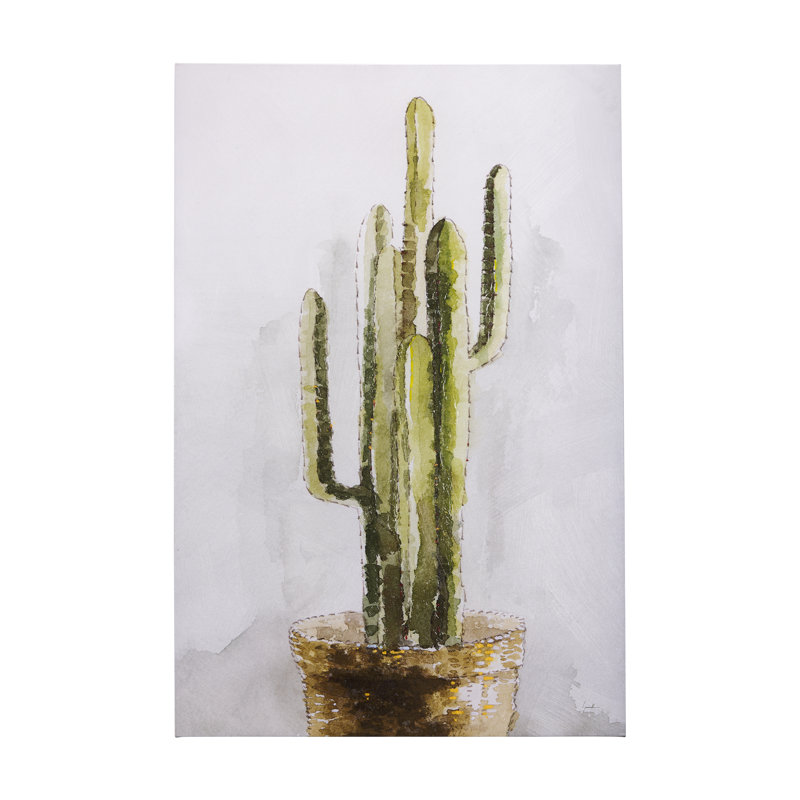 Toile texturée cactus II, H 60 po x l 40 po x P 1,5 po