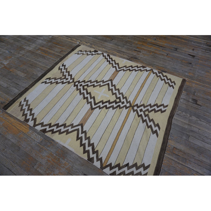 Antique Navajo Native American Flat Weave Geometric Rug