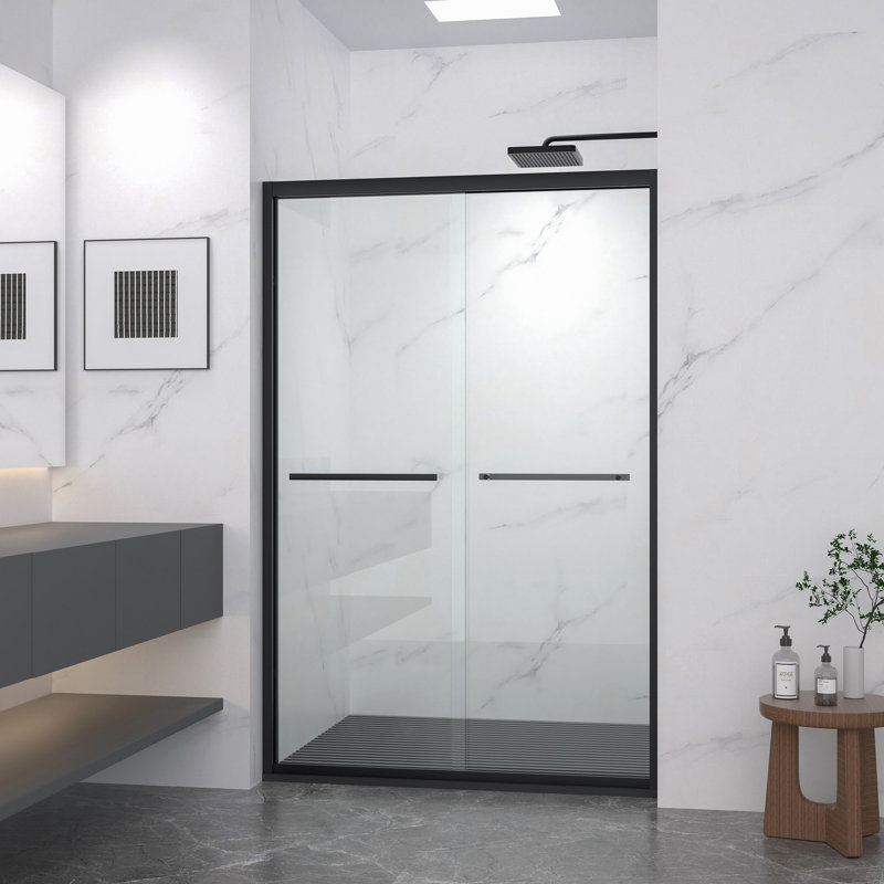 44-48"X72" Aluminum Frame Double Sliding Shower Door,Bypass Bathroom Sliding Door With  5/16" (8Mm) Clear Tempered Glass